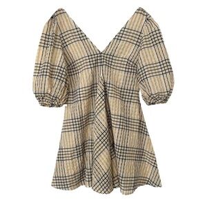 Ganni Seersucker Checkered Dress Sz 34